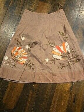 BCBG MAXAZARIA VINTAGE FLOWY RETRO Y2K SKIRT BROWN SIZE 8